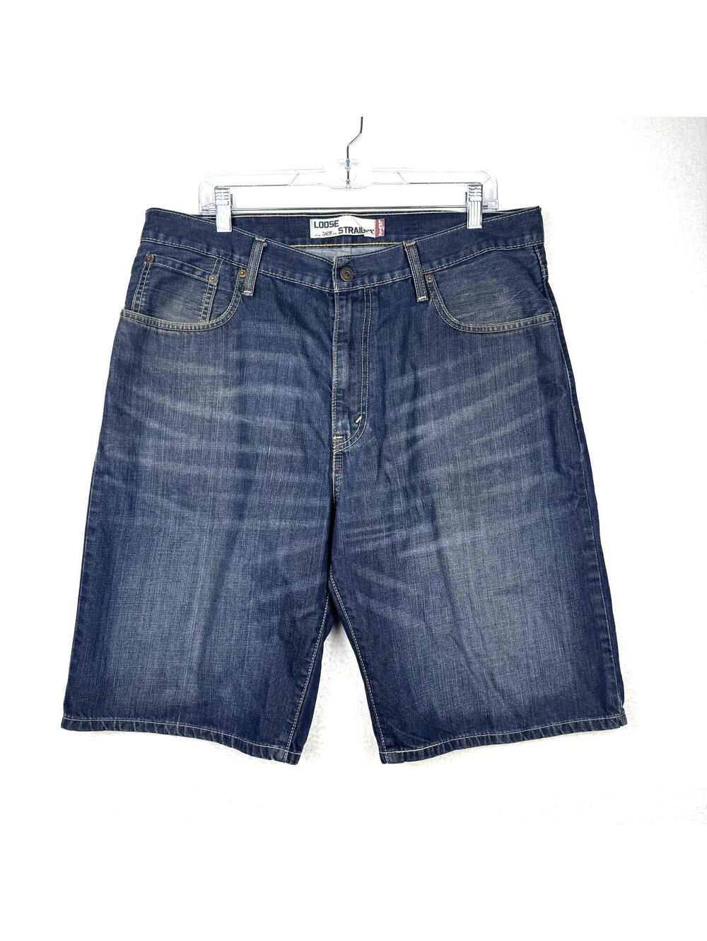 Y2K Levis 569 Mens 36 Baggy Loose Straight Denim Jean Shorts Jorts Dark Wash 00s